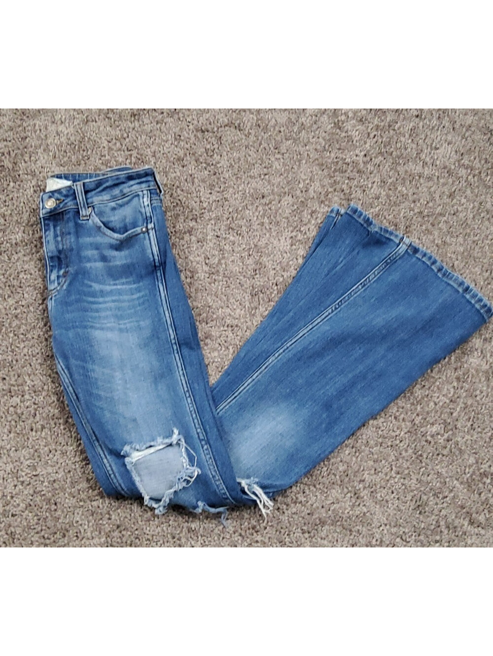 Free People We The Free Jeans Flare Leg Mid Rise Zip Blue Women's Sz 27 26x31
